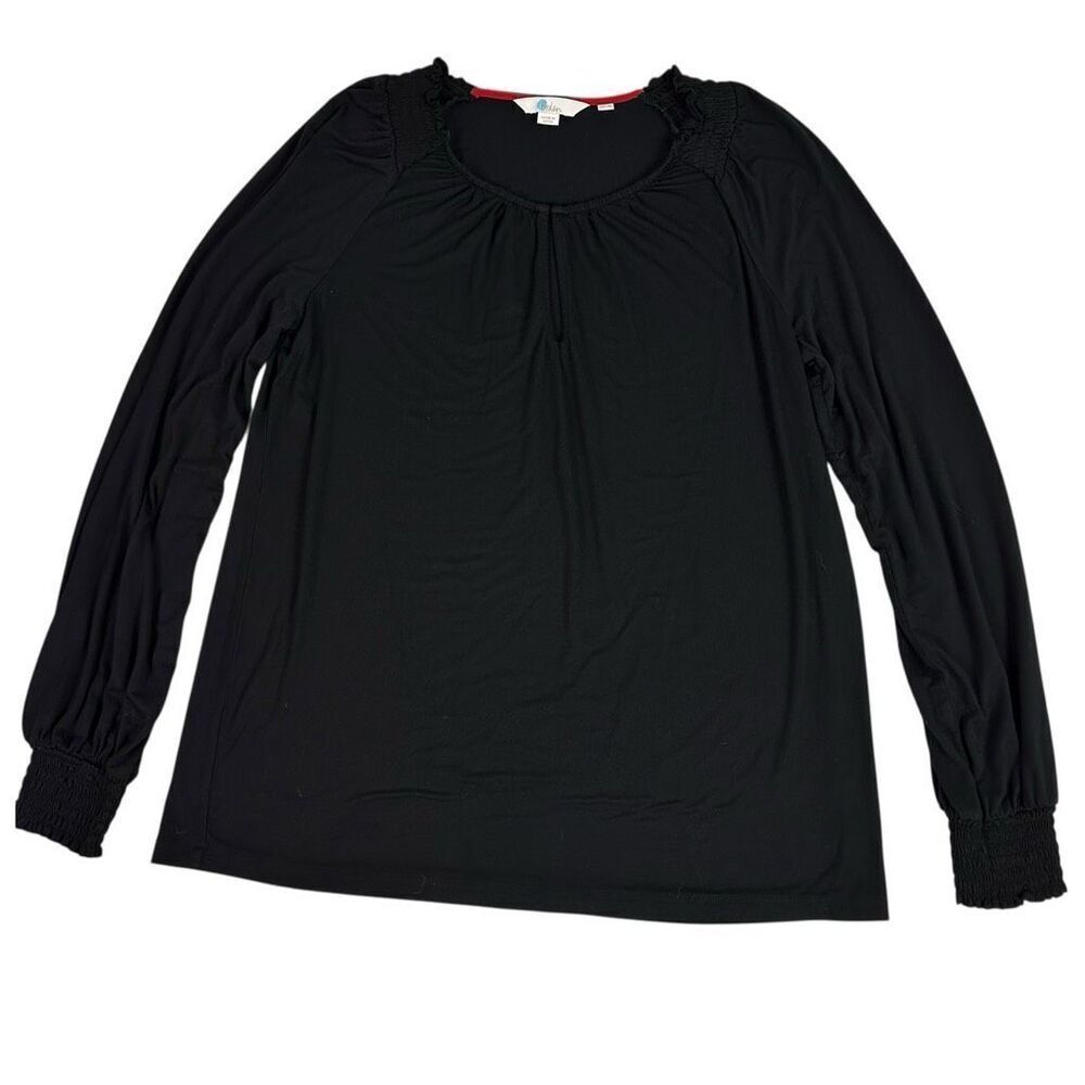 Boden size 4 Vicky Long Sleeve Jersey Knit Top Keyhole Black